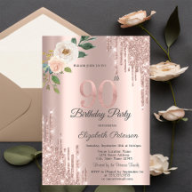 Rosas Brillo Goteo Oro Rosa Cumpleaños 90