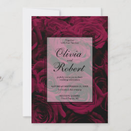 Invitación Rosas burdeos de magenta rojo oscuro y profundo