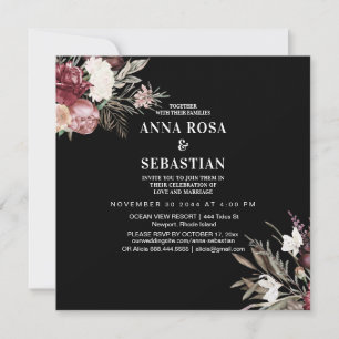 Invitación *~* Rosas Burgandy Floral AR15 RSVP + BODA