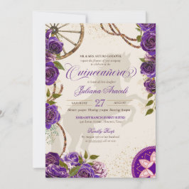 Invitación Rosas Charro Purple Rancho Occidental Quinceanera