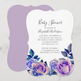 Invitación Rosas color agua azul y púrpura ducha de bebé