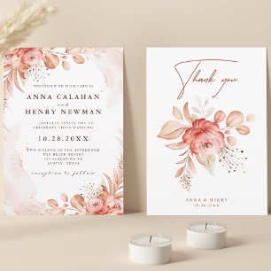 Invitación Rosas color agua rosa rosa  Floral Bouquet Boda