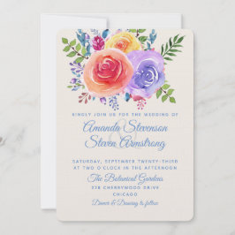 Invitación Rosas Coloridas Acuarela Floral