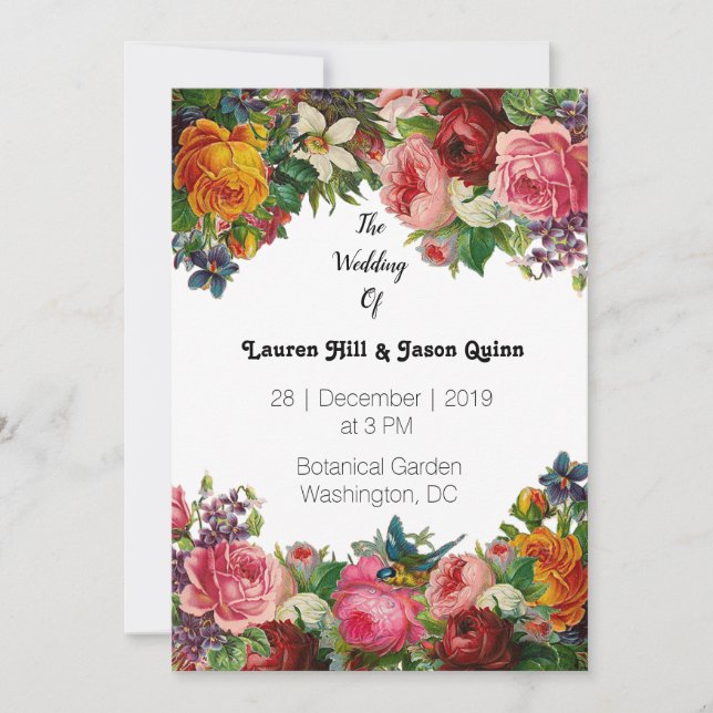 Invitación Rosas coloridos (Anverso)