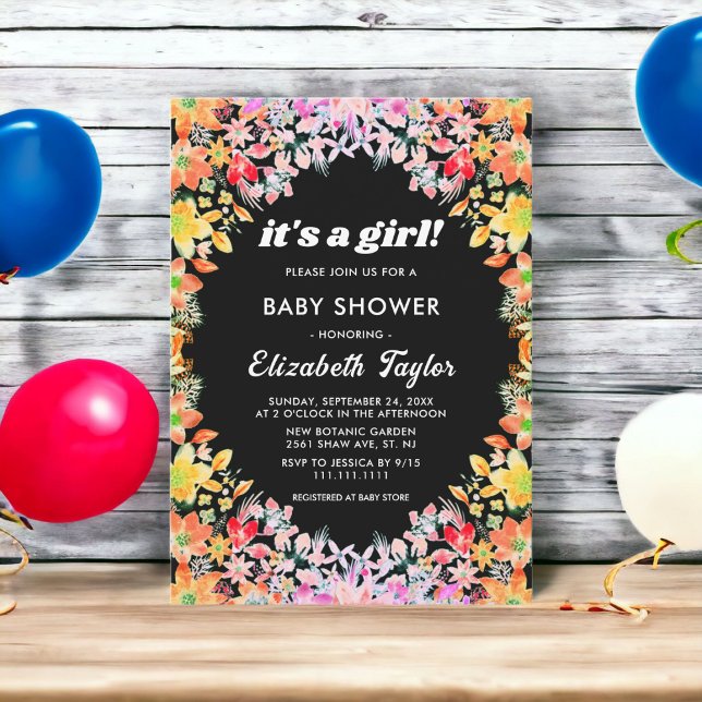 Invitación Rosas coloridos Boho Botanical Floral Baby Shower (Subido por el creador)