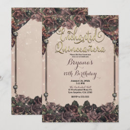 Invitación Rosas con Especias Malva Brillan 15 Quinceañera 15