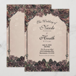 Invitación Rosas con Especias Malva Brillo Destello Boda de O