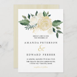Invitación Rosas con flores de marfil ramo boda rosa