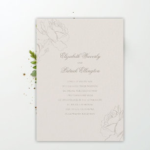 Invitación Rosas con relieve falso Ecru Boda clásica moderna
