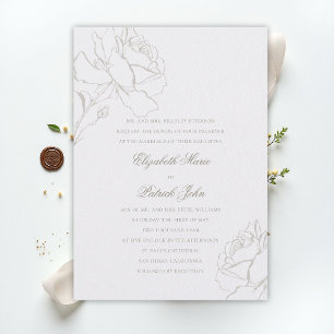 Invitación Rosas con relieve falso, perlas, boda formal de lo