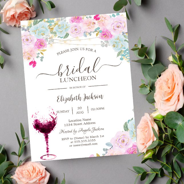 Invitación Rosas, Copa de Vino Almuerzo Nupcial (Subido por el creador)