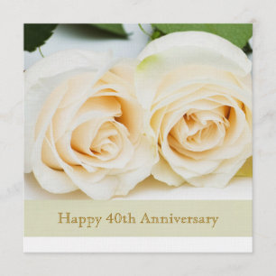 Invitación Rosas crema blancas, 40º Aniversario de Boda