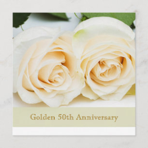 Invitación Rosas crema blancas, 50º Aniversario de Boda