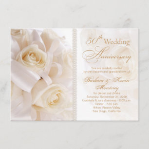 Invitación Rosas crema blancas 50 aniversario de bodas