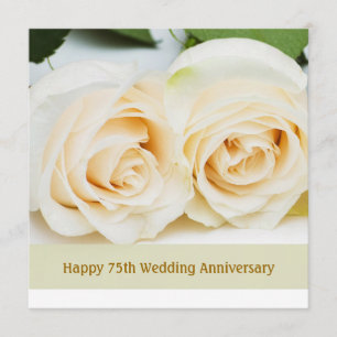 Invitación Rosas crema blancas, 75º Aniversario de Boda