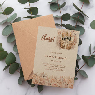 Invitación Rosas crema florals beige cumpleaños