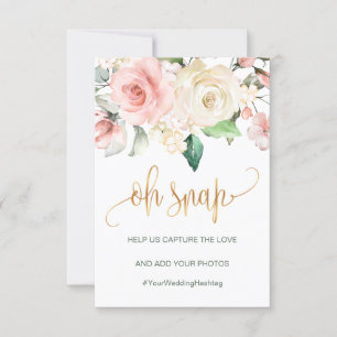 Invitación rosas crema rosada Oh boda de etiquetas/letreros
