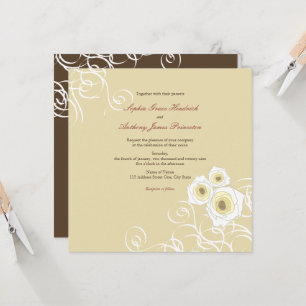 Invitación Rosas Crema Y Boda Romántico Elegante