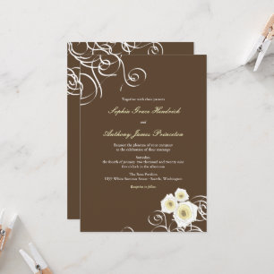 Invitación Rosas Crema Y Boda Romántico Elegante