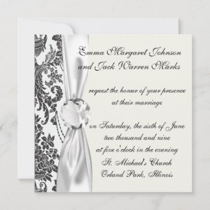 Invitación rosas damascos blancos y negros