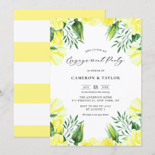 Invitación Rosas de acuarela amarilla Garland Engagement Part