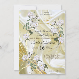 Invitación Rosas de acuarela blanca pintados en la seda de Ch
