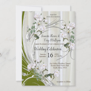 Invitación Rosas de acuarela blanca pintados en la seda de Ch