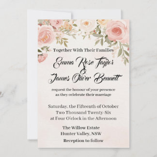 Invitación Rosas de acuarela Blush & Ivory – Floral