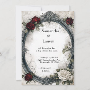 Invitación Rosas de acuarela Boda de Gótico con marco
