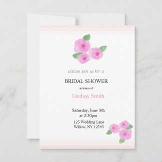 Invitación Rosas de acuarela de color rosa suave para despedi