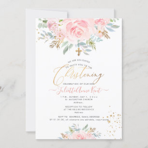 Invitación Rosas de acuarela de Rubor PixDezines Christening