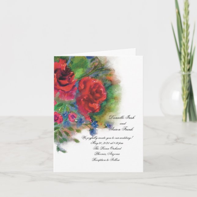 Invitación Rosas de acuarela floral encantada (Anverso)