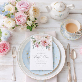 Invitación Rosas de acuarela floral romántica Baby Shower