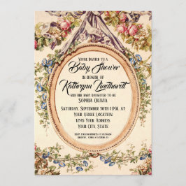 Invitación Rosas de acuarela franceses de época en vides flor