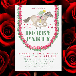 Invitación Rosas de acuarela jockey sobre Fiesta