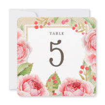 Rosas de acuarela | Números de tabla de Fiesta de