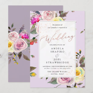 Invitación Rosas de acuarela pastel + burbujas de champán ros