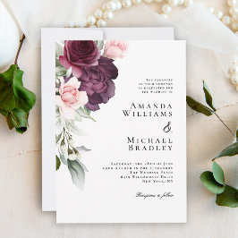 Invitación Rosas de acuarela romántica Boda botánico