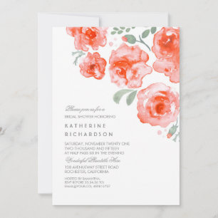 Invitación Rosas de acuarela Romántica Ducha Bridal