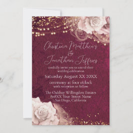 Invitación Rosas de acuarela romántica en Borgoña