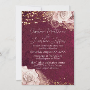 Invitación Rosas de acuarela romántica en Borgoña