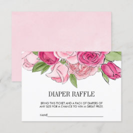 Invitación Rosas de acuarela rosa Diaper Raffle Ticket
