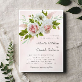 Invitación Rosas de acuarela rosa romántico Boda floral