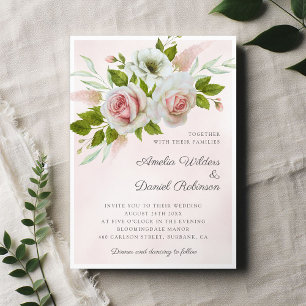Invitación Rosas de acuarela rosa romántico Boda floral