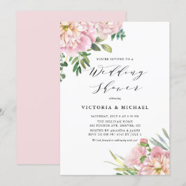 Invitación Rosas de acuarela rosa Rubor ducha de matrimonio f