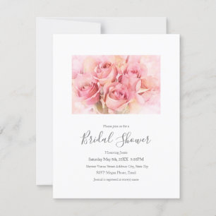 Invitación Rosas de acuarela rosada