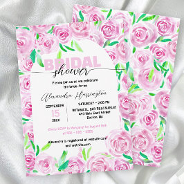 Invitación Rosas de acuarela rosada y vibrante, ducha de novi