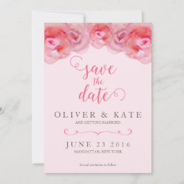 Invitación Rosas de acuarela rosadas Save the Date