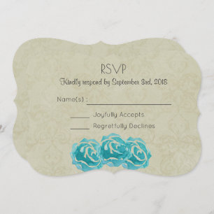 Invitación Rosas de acuarela verde azulada en la boda de Tan 