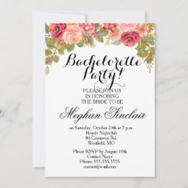 Invitación Rosas de acuarela y la fiesta de la bachillerato P